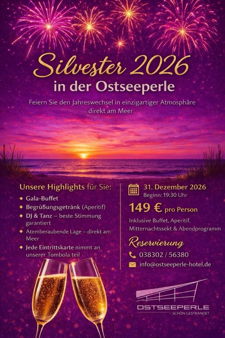 Silvesterfeier 2026 an der Ostsee